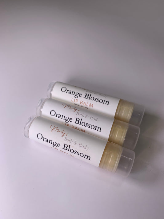 Three tubes of Orange Blossom all natural lip balms.